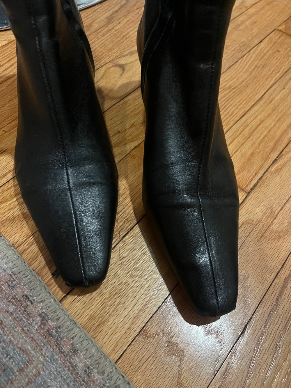 STAUD Wally Black Pointed Toe GOAT Leather Booties - Picture 6 of 13
